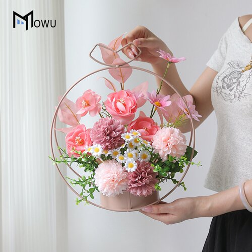 铁艺花篮仿真花假花摆设