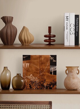 中古风摆件高级感小众艺术电视柜陶瓷花瓶法式侘寂风客厅软装饰品