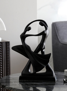 抽象艺术装饰桌面黑白舞者创意人物小众高端家居简单现代装饰