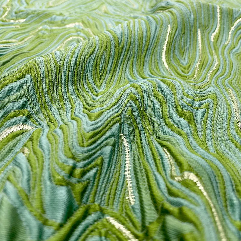 服装立体流水纹布艺岛提花布料