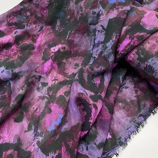 布艺岛 紫黑色晕染全棉乔其纱雪纺面料 衬衫连衣裙汉服布料diy