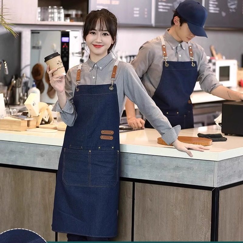 围裙时尚酒吧咖啡奶茶店牛仔围裙