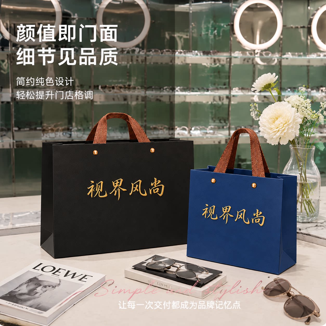 眼镜店手提袋纸袋定制视光开业眼科高端加厚礼品袋定做印刷logo