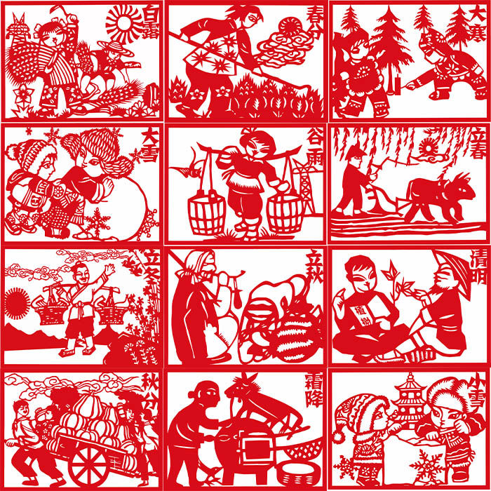 立冬剪纸二十四节气刻纸图样24