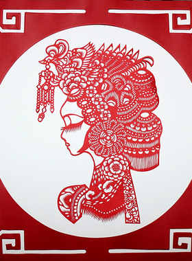 手工剪纸卡纸画芯中国风特色出国留学礼品女脸谱京剧戏曲送老外20