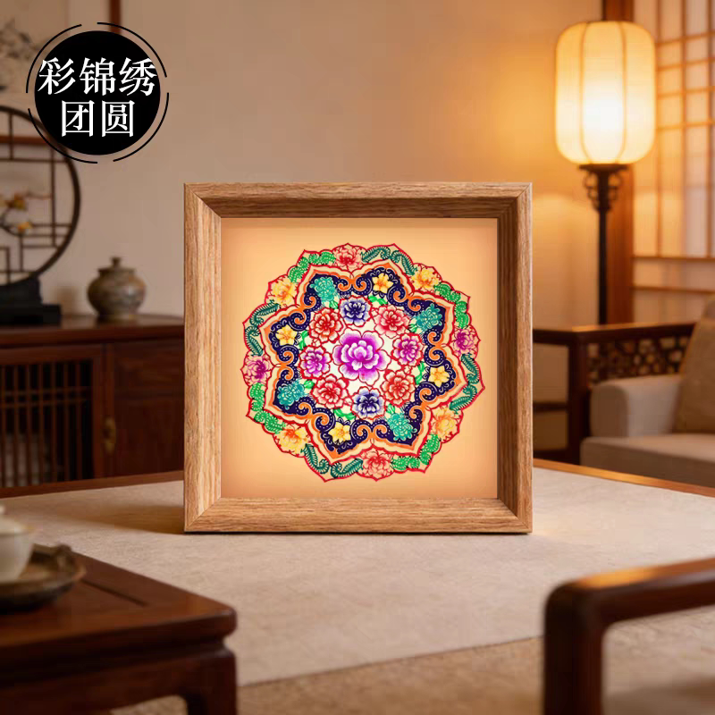 结婚礼物特色非遗文化剪纸灯箱相框家居摆件小夜灯国风氛围装饰画图片