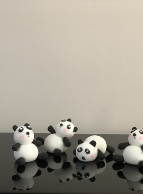 小熊猫桌面摆件个性时尚简约可爱车载电脑屏幕公仔玩偶树脂纯手工