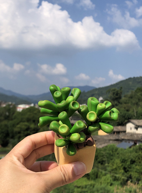 办公室多肉小盆栽可爱车载个性汽车装饰用公仔玩偶萌萌树脂纯手工