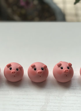 粉红小猪猪桌面摆件可爱车载中控台屏幕公仔玩偶萌萌树脂纯手工
