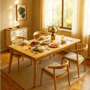 餐桌椅2026新款家用小户型吃饭桌子餐饮商用实木原木风餐桌椅组合
