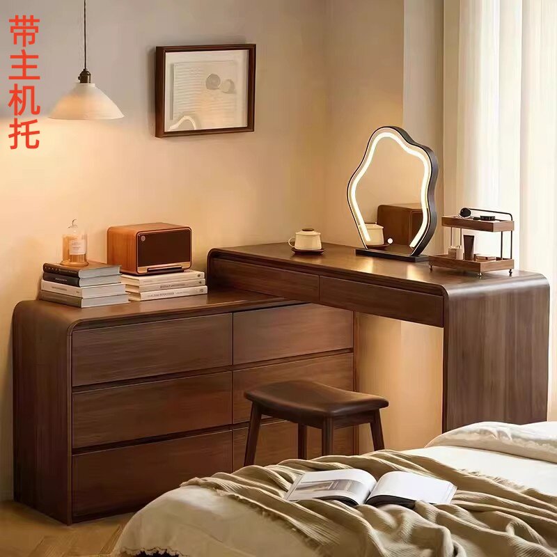 转角梳妆台斗柜一体卧室现代简约2026新款实木化妆桌床尾柜收纳柜