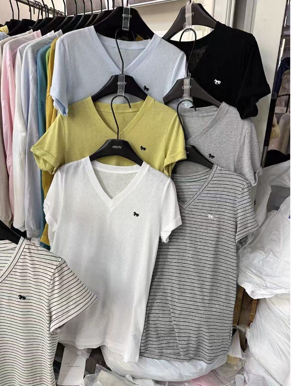 高品质天丝棉V领短袖-3621