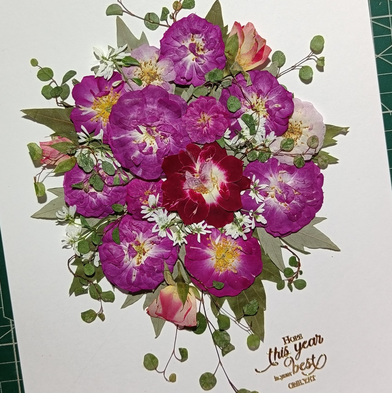 周周压花押花 月季玫瑰花团植物材料包DIY手工制作礼物
