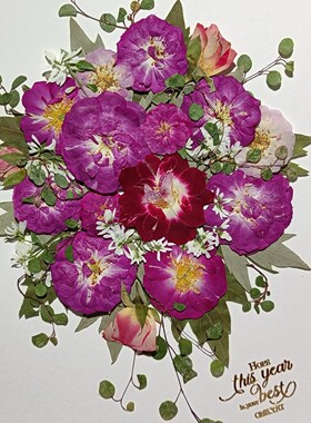 周周压花押花 月季玫瑰花团植物材料包DIY手工制作礼物