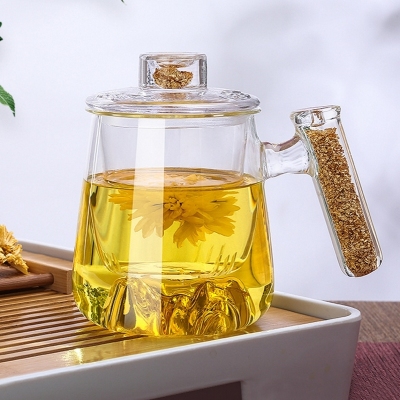 中式金箔把耐热玻璃马克杯高硼硅