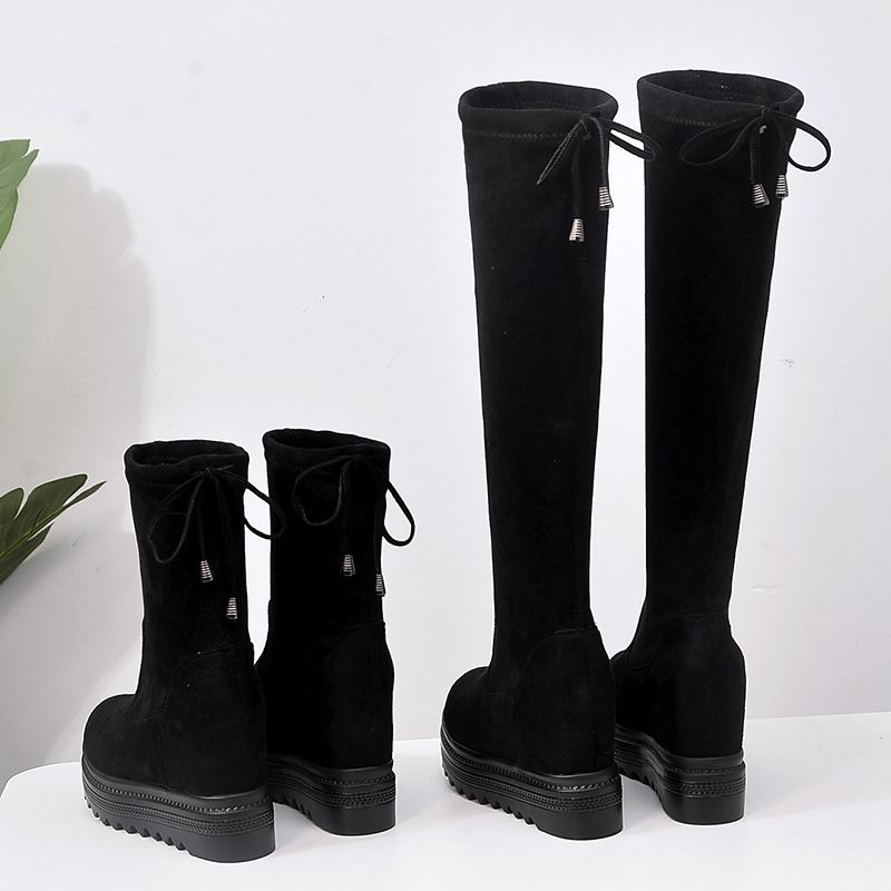 30313233小码内增高长筒靴女冬季加绒加厚过膝显瘦小个子厚底弹力