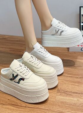 323334小码厚底增高小白鞋女无后跟懒人包头半拖鞋外穿2026春款潮