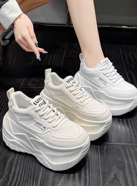 323334小码小白鞋女厚底增高松糕轻便休闲板鞋系带显脚小老爹鞋潮
