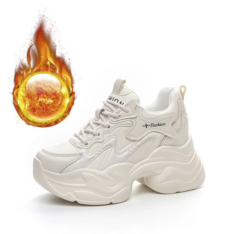 30313233小码2024秋冬女鞋新款厚底内增高9CM休闲老爹鞋厚底加绒