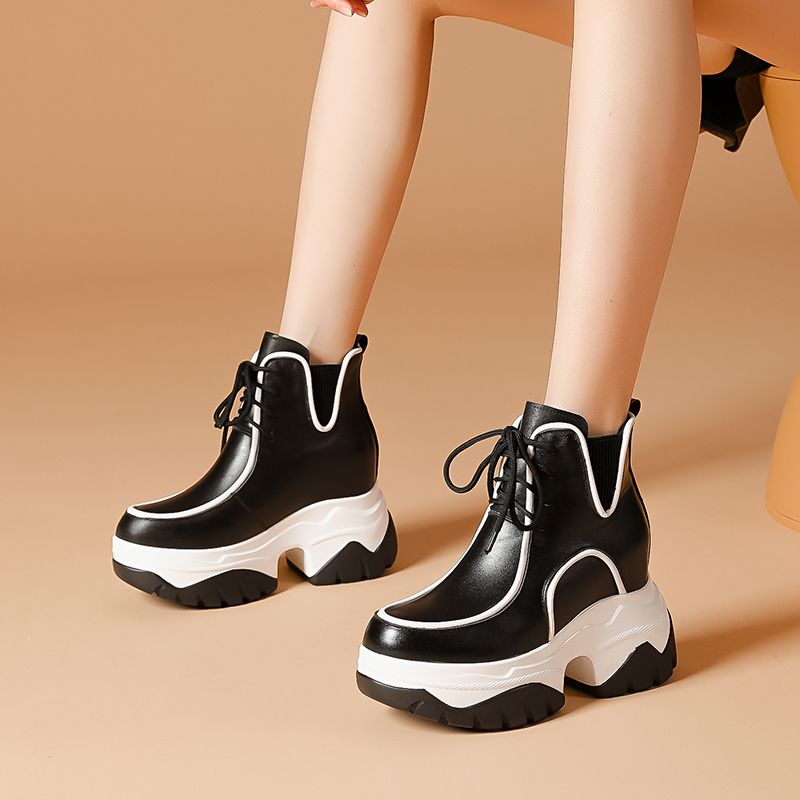 30313233小码10cm小个子增高厚底粗跟秋冬复古风圆头秋季新款女靴
