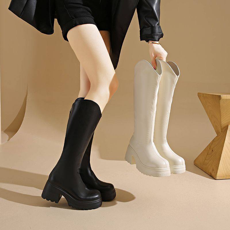 313233小码小个子超高跟长靴子2025粗跟厚底增高长筒靴女不过膝盖,女鞋,马丁靴,淘宝优惠券,粉丝福利购,淘宝优惠卷