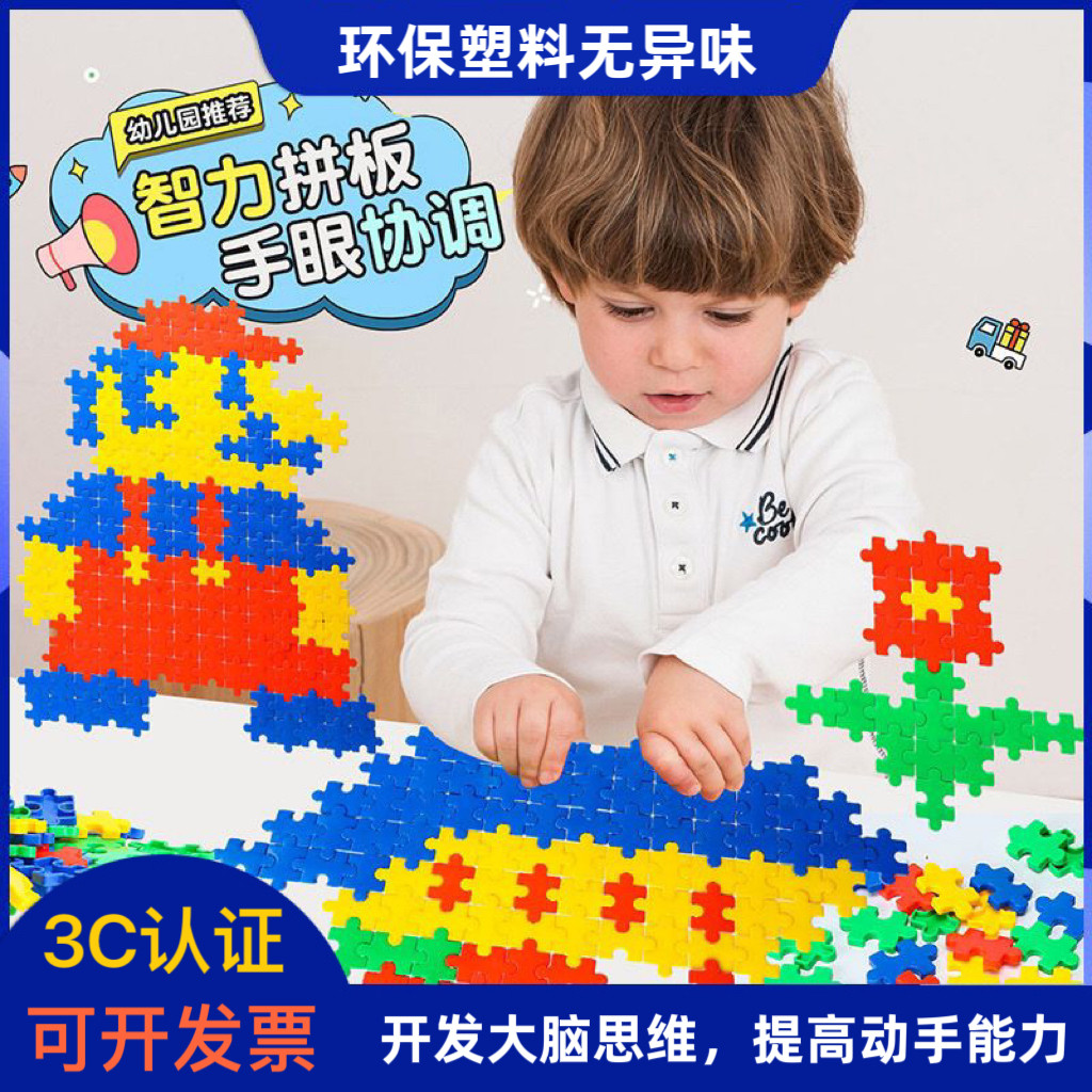 儿童塑料拼插积木智力拼板玩具3到6岁4男孩5女孩子幼儿园益智拼图