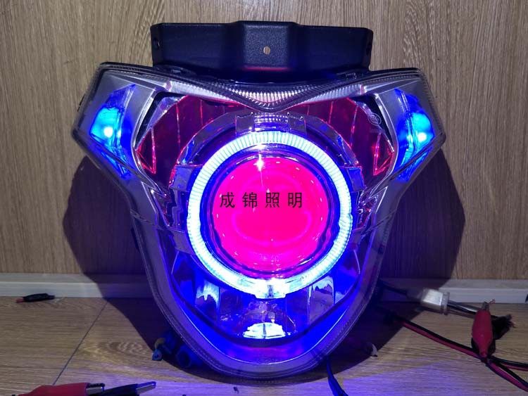 适用钱江龙Qj150大灯改装海5 LED双光透镜 氙气灯天使眼恶魔眼