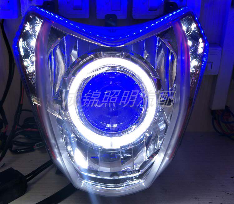 适用BJ250-15蓝宝龙QJ150-17A大灯总成改装 LED透镜氙气灯天使眼