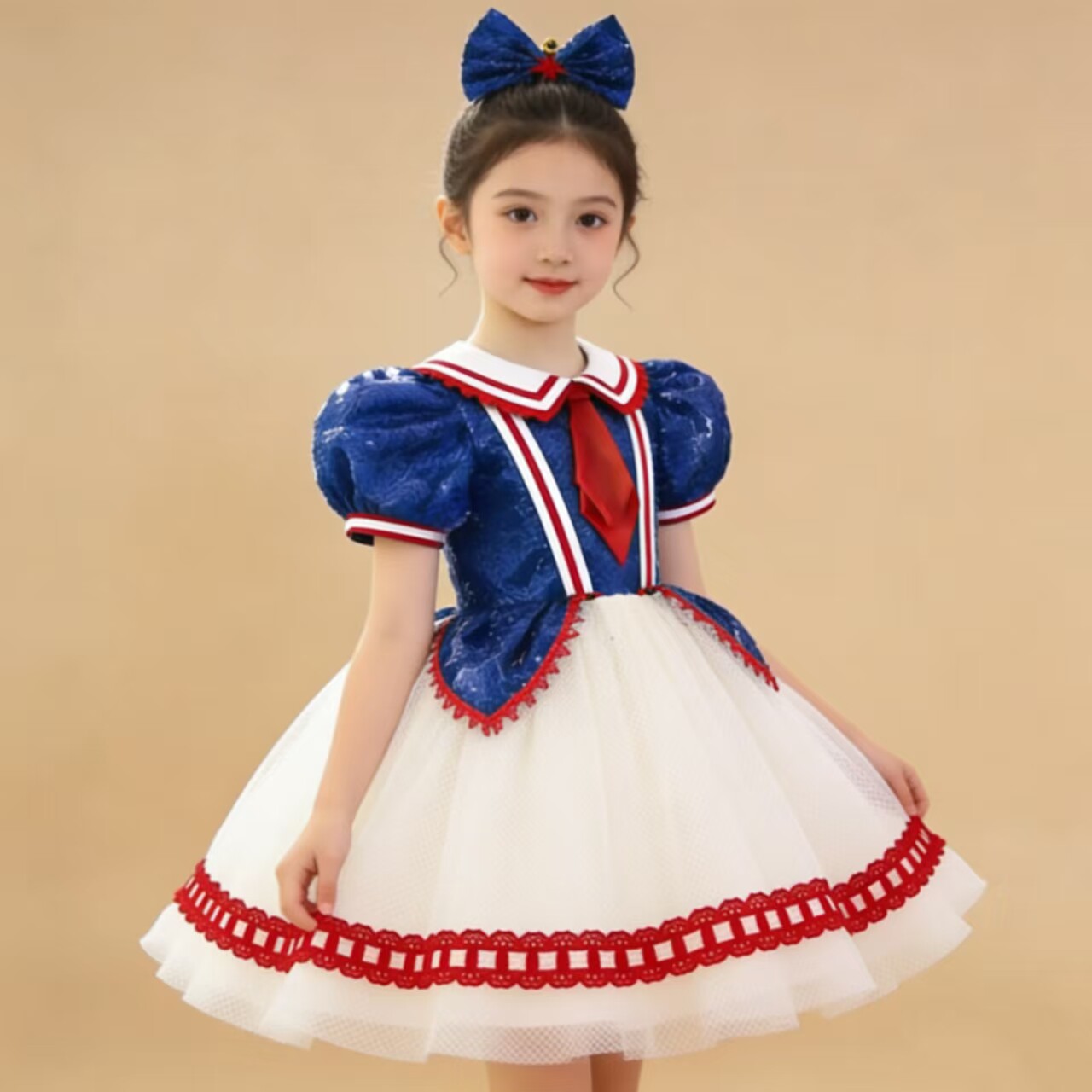 儿童六一短礼服女童走秀公主裙钢琴主持舞蹈蓬蓬裙毕业合唱朗诵服