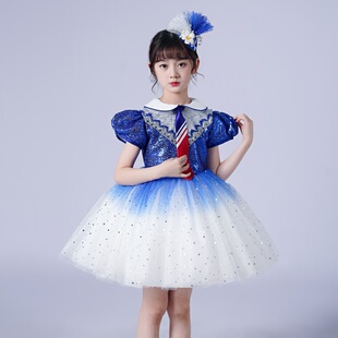 儿童表演服走秀主持人钢琴舞蹈服学生合唱朗诵服装女童公主蓬蓬裙