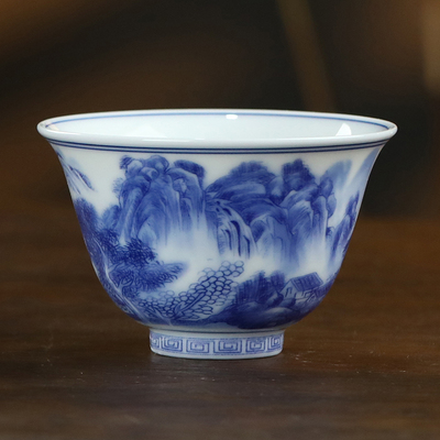 九楼阁中式釉中彩高白瓷复古茶杯