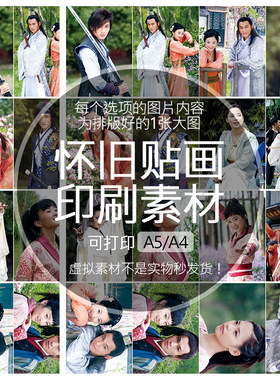 【排版图非实物】浣花洗剑录贴纸贴画印刷素材可印A5A4追星