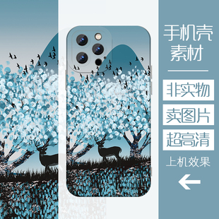 森林麋鹿创意手机壳高清素材DIY任意型号唯美已经外贸风