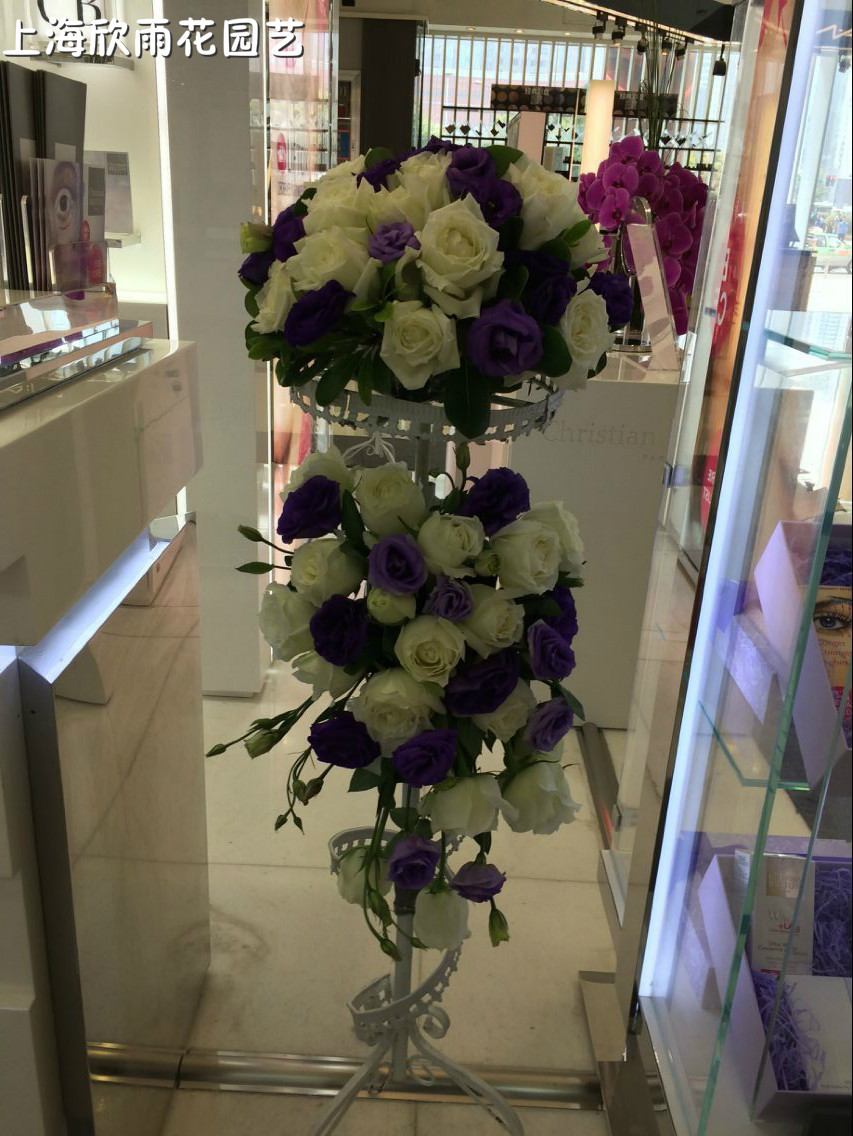 开业花篮 演唱会花篮 会展鲜花 白玫瑰花篮花柱 上海鲜花速递