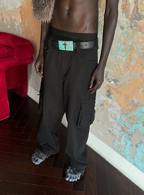 FSG 复古十字架双色金属扣绿松石腰带