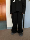 FSG 黑色含羊毛抽绳松紧脚口两穿厚西裤