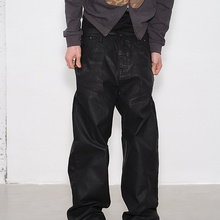 FSG 手工刷蜡宽松廓形黑色帆布裤