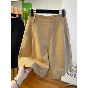 女夏季 2026新款 宽松薄款 黑色工装 阔腿裤 五分短裤 高腰a字版 潮 中裤