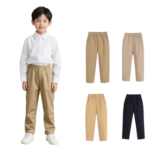 小学生卡其色校裤儿童黑色西裤