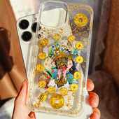 苹果15pro max手机壳新年扎基拉姆适用iPhone16透明保护套17女财神时来运转14plus佛系风古132女神金箔带财运
