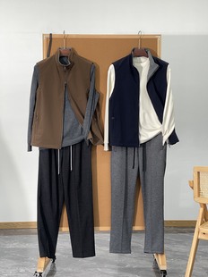 新款 英伦风与奢华~25秋季 双面穿立领轻盈功能性休闲外套马甲男