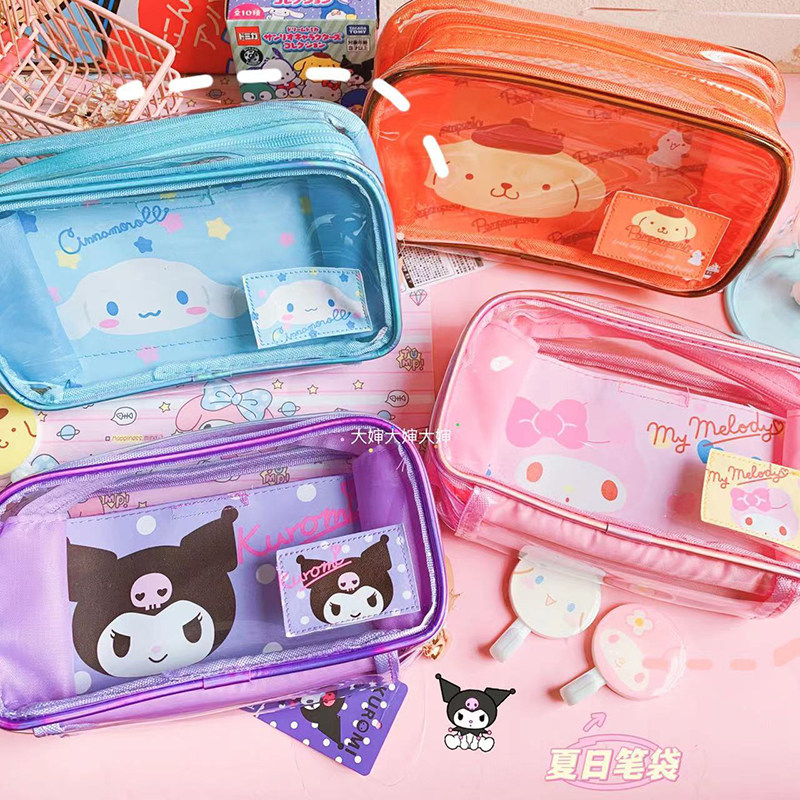 PVC 투명 쿠로미 연필 가방 멀 MLD 문구 상자 JK 방수 귀여운 대용량 계피 개 푸딩 수납