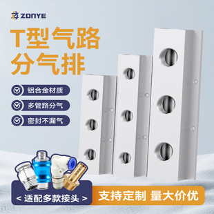小T型铝条多管路分气排4分2分气块3分流器气路分配器模具冷却水排