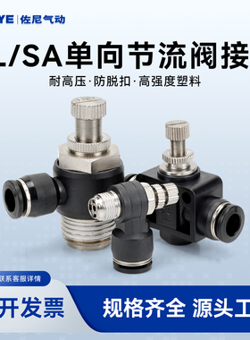 黑色气管接头调速气动单向管道气缸节流阀SA/SL4-M5/6-01/8-02/03