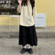 胖mm棉质小众原宿风高腰中长款 半身裙女大码 a字伞裙 工装 ins超火