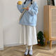 学院风松紧腰伞裙中长款 胖mm大码 a字裙 半身裙女2022夏季 纯棉工装