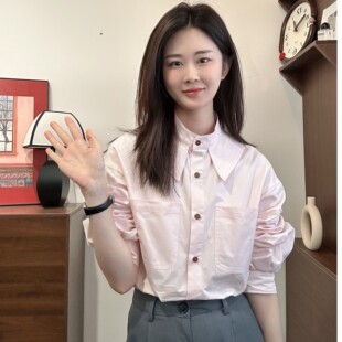 百搭休闲小众设计感纯色衬衫 知趣气质时尚 Young QD10835 Niche