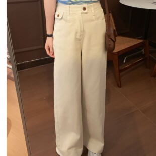 Niche 百搭休闲复古高腰设计感休闲裤 Young 时尚 Y6041 白姆猫