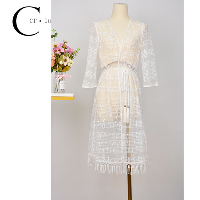 清仓捡漏~专柜撤柜【可系】C92577夏季蕾丝镂空收腰中长外披女