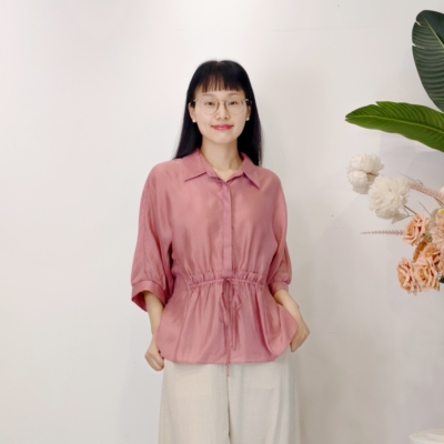 顺妍S8531夏季收腰薄款短袖衬衫女上衣
